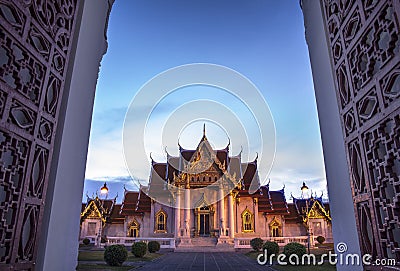 Marble Temple (Wat Benchamabophit Dusitvanaram), major tourist attraction, Bangkok, Thailand. Stock Photo
