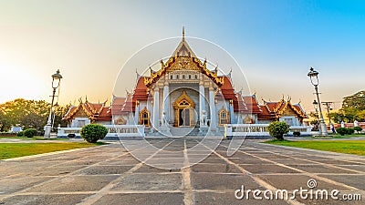 The Marble Temple, Wat Benchamabopit Dusitvanaram in Bangkok, Th Stock Photo