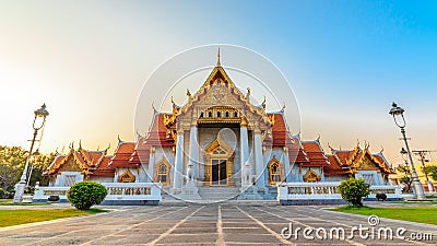The Marble Temple, Wat Benchamabopit Dusitvanaram in Bangkok, Th Stock Photo