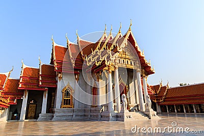 The Marble Temple, Wat Benchamabopit Dusitvanaram in Bangkok, Th Stock Photo