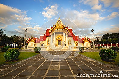 The Marble Temple, Wat Benchamabopit Dusitvanaram in Bangkok, Th Stock Photo