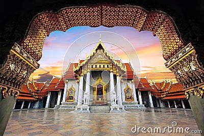 The Marble Temple, Wat Benchamabopitr Dusitvanaram Bangkok Stock Photo