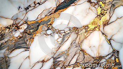 Marble texture background, white abstract alabaster with gold veins, natural pattern illustration Cartoon Illustration
