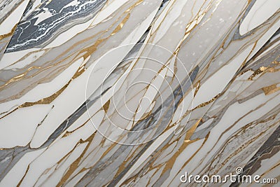 Polished Slice Mineral, Super High-Resolution Natural Pattern in Marble White, Grey and Golden Colors Stock Photo