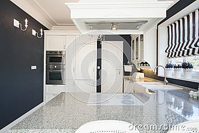 Marble worktop in expensive kitchen Stock Photo