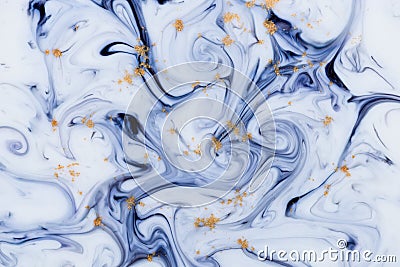 Marbled unique blue abstract background with gold dust Stock Photo