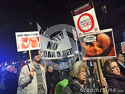 MARCH AGAINST ABORT, BARCELONA, 28th December- Catholics march against aborts. Editorial Stock Photo