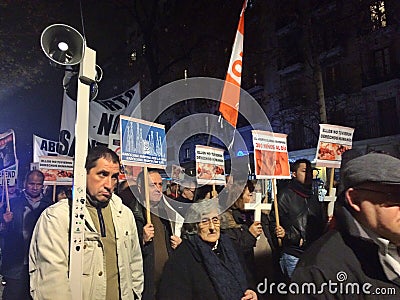 MARCH AGAINST ABORT, BARCELONA, 28th December- Catholics march against aborts. Editorial Stock Photo