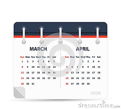 March April 2020 - Calendar Icon - Double calendar Vector Illustration