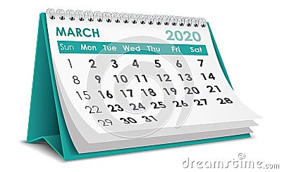 March 2020 Calendar Vector Illustration