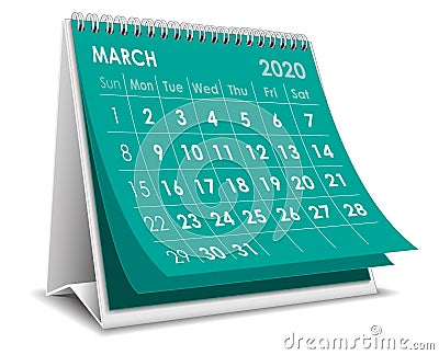 March 2020 calendar Vector Illustration