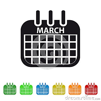 March Calendar Icon - Colorful Vector symbol Stock Photo