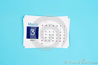 March Calendar 2024 page Stock Photo