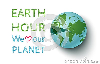 March Earth hour day Vector Illustration