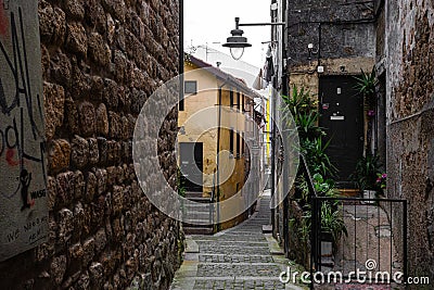 19 March 2022, The emblematic `Violinha` straight street in the center of Braga City. Editorial Stock Photo
