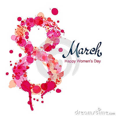8 March greeting card, International Women's Day. Vector Illustration