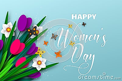 8 March greeting card for International Womens Day Vector Illustration