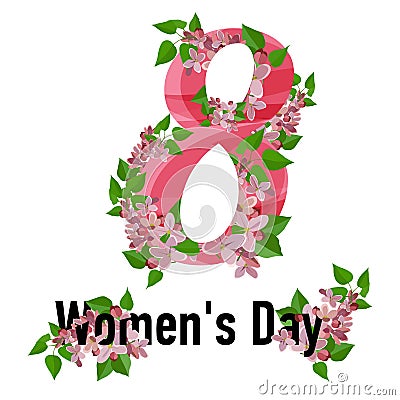 8 March greeting card. Template for International Women`s Day Stock Photo