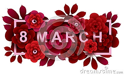 8 March. Happy Women`s Day card Vector Illustration