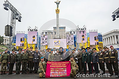 March of Independence. 25th anniversary of Independence of Ukrai Editorial Stock Photo