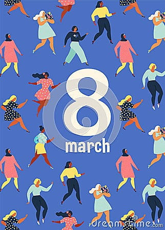 8 march, International Womens Day. Feminism concept template design. Vector illusttation. Vector Illustration