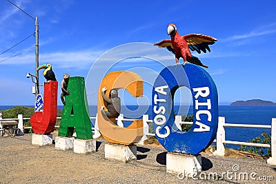 March 6 2023 - Jaco, Costa Rica: A colorful sign welcomes people to Jaco, a famous beach town on the Pacific Coast of Costa Rica Editorial Stock Photo