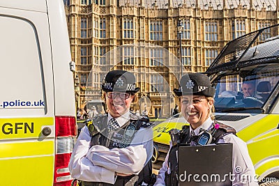 Police officers in parliament square London Editorial Stock Photo