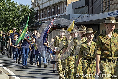 ANZAC Day commemorations 25 April 2019, Leeton, NSW, Australia Editorial Stock Photo