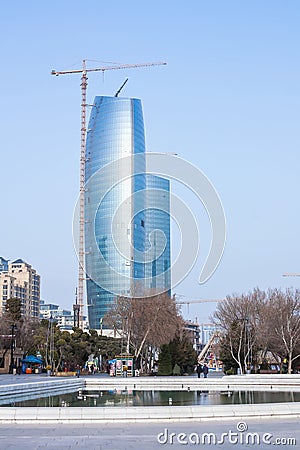 March 15, 2017, 151 Neftchilar Avenue, Baku, Azerbaijan. Construction of business center Editorial Stock Photo