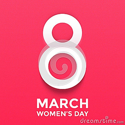 8 March papercut illustration for International Women`s Day card. Happy Womens Vector Illustration