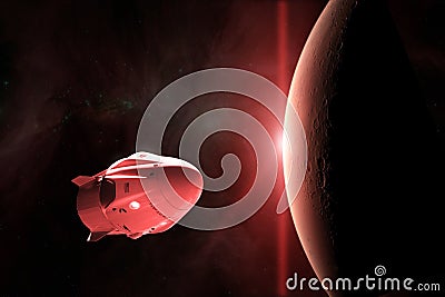 March 03, 2019: SpaceX Crew Dragon spacecraft in low-Mars orbit. Elements of this image furnished by NASA Editorial Stock Photo