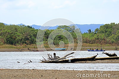 March 6 2023 - Tarcoles, Costa Rica: People enjoy a wildlife Excursion by boat on Rio Tarcoles Editorial Stock Photo