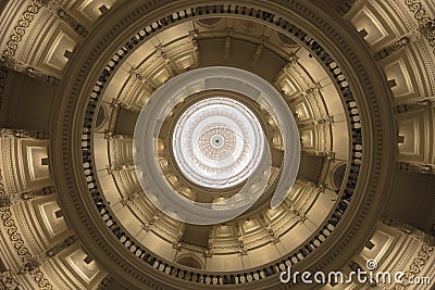MARCH 3, 2018, TEXAS STATE CAPITOL, AUSTIN TEXAS - Looking up inside the dome of the Texas state. Destinations, ImageDomeGulf Stock Photo
