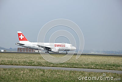 March, 24th 2015, Amsterdam Schiphol Airport HB-IPY Swiss Airbus Editorial Stock Photo