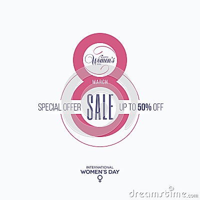 March 8th creative banner design, Womens Day sale label Stock Photo