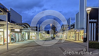 March 2020, UK: Empty shopping outlet Castleford Junction 32 retail park due to corona virus outbreak Editorial Stock Photo