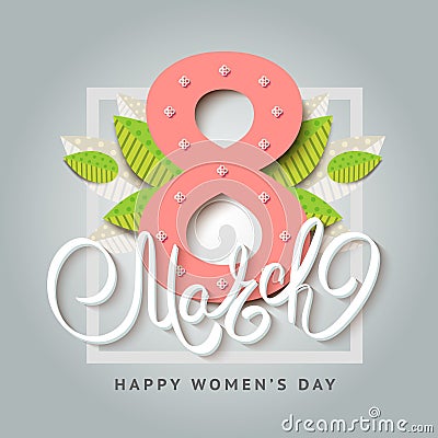 8 of March vector background design. Happy women day holiday ban Vector Illustration