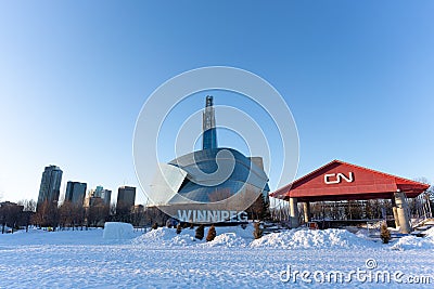 March 6 2022 - Winnipeg Manitoba Canada - The museum of Human rights complex Editorial Stock Photo