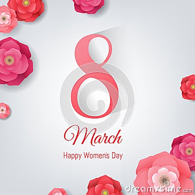 8 March Women`s Day Card Vector Illustration