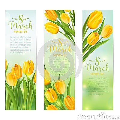 8 March - Women's Day Greeting Banners Vector Illustration