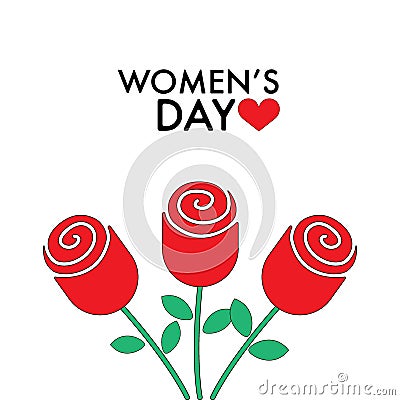 8 March Women s Day roses. Vector Illustration