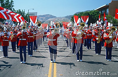 A marching band performs Editorial Stock Photo