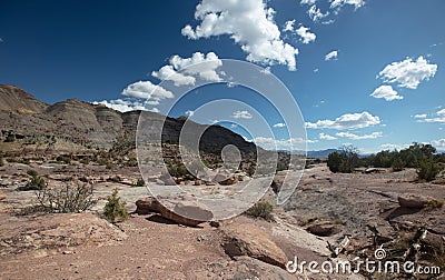 Marching clouds over Little Book Cliffs Wild Horse Range near Grand Junction Colorado Stock Photo