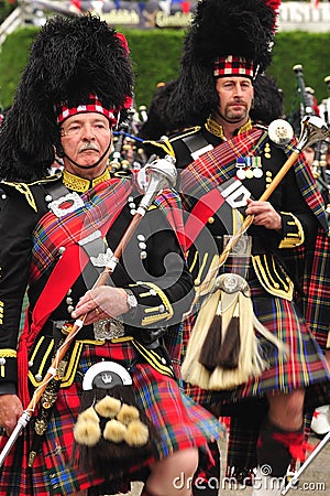 Marching Drum Majors, Braemar, Scotland Editorial Stock Photo