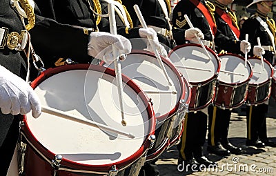 Marching drummers Stock Photo