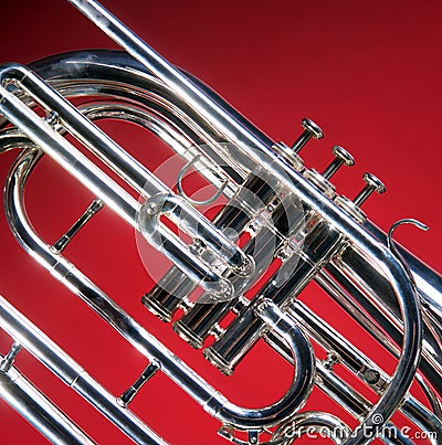 Marching French Horn Close Stock Photo