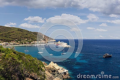 Marciana Marina territory runs in a semicircle around a bay on the north-west of the island Stock Photo