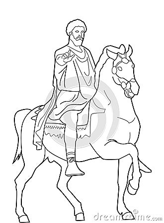 Marcus Aurelius Black And White Illustration Vector Illustration