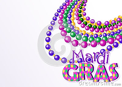 Mardi Gras beads background Vector Illustration