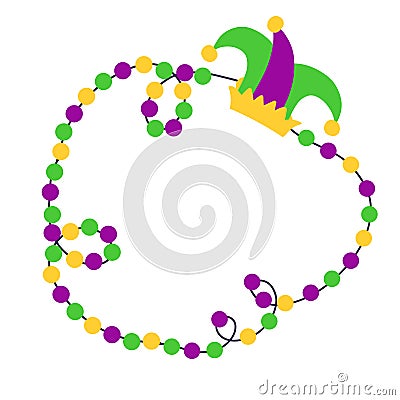 Mardi Gras beads background with place for text Cartoon Illustration